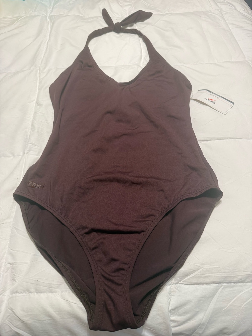 Speedo  Halter One-Piece Swimsuit in Deep Brown 16